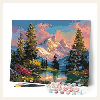 Alpine Sunset Glow finished paint by numbers artwork