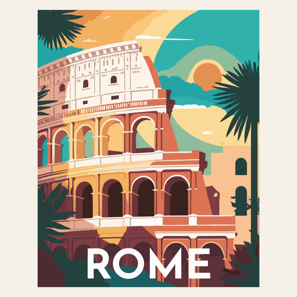 Travel Poster Rome finished paint by numbers artwork