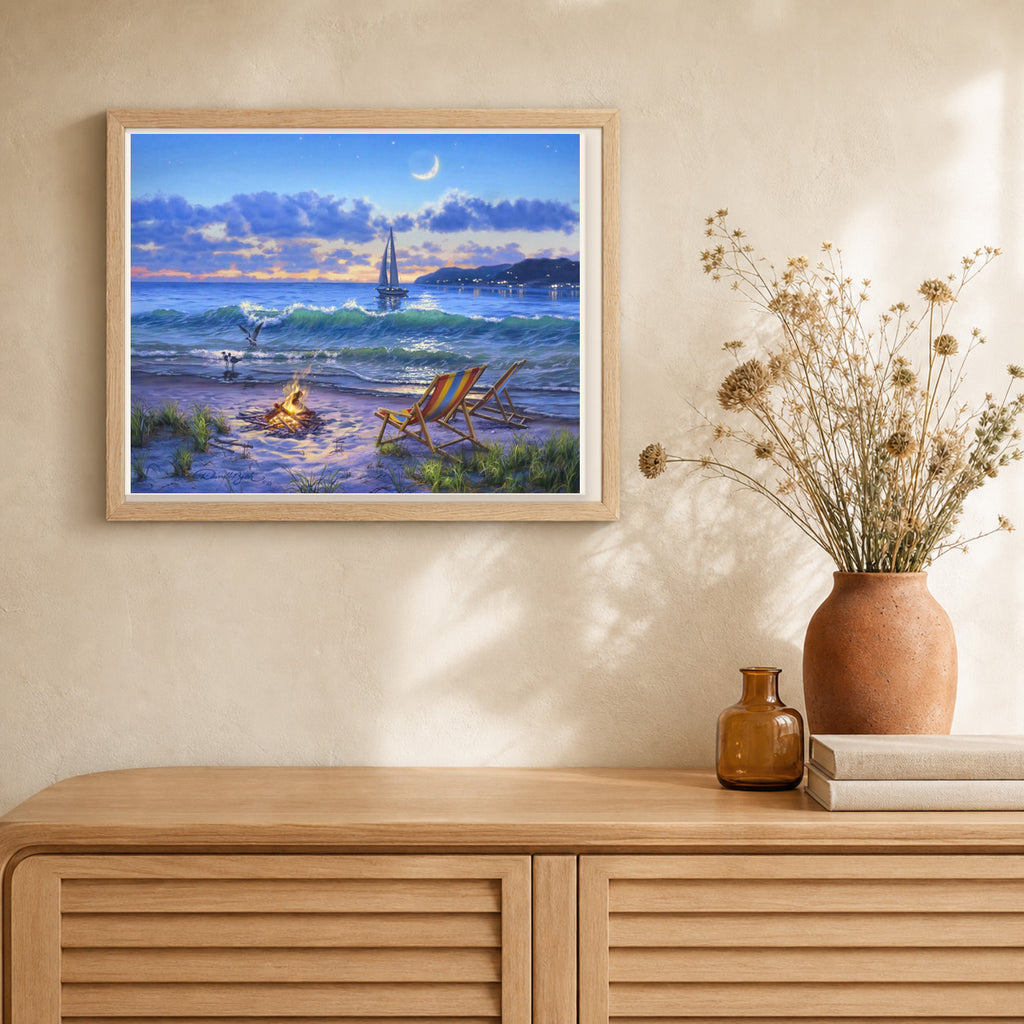 Beach View artwork displayed in a warm interior