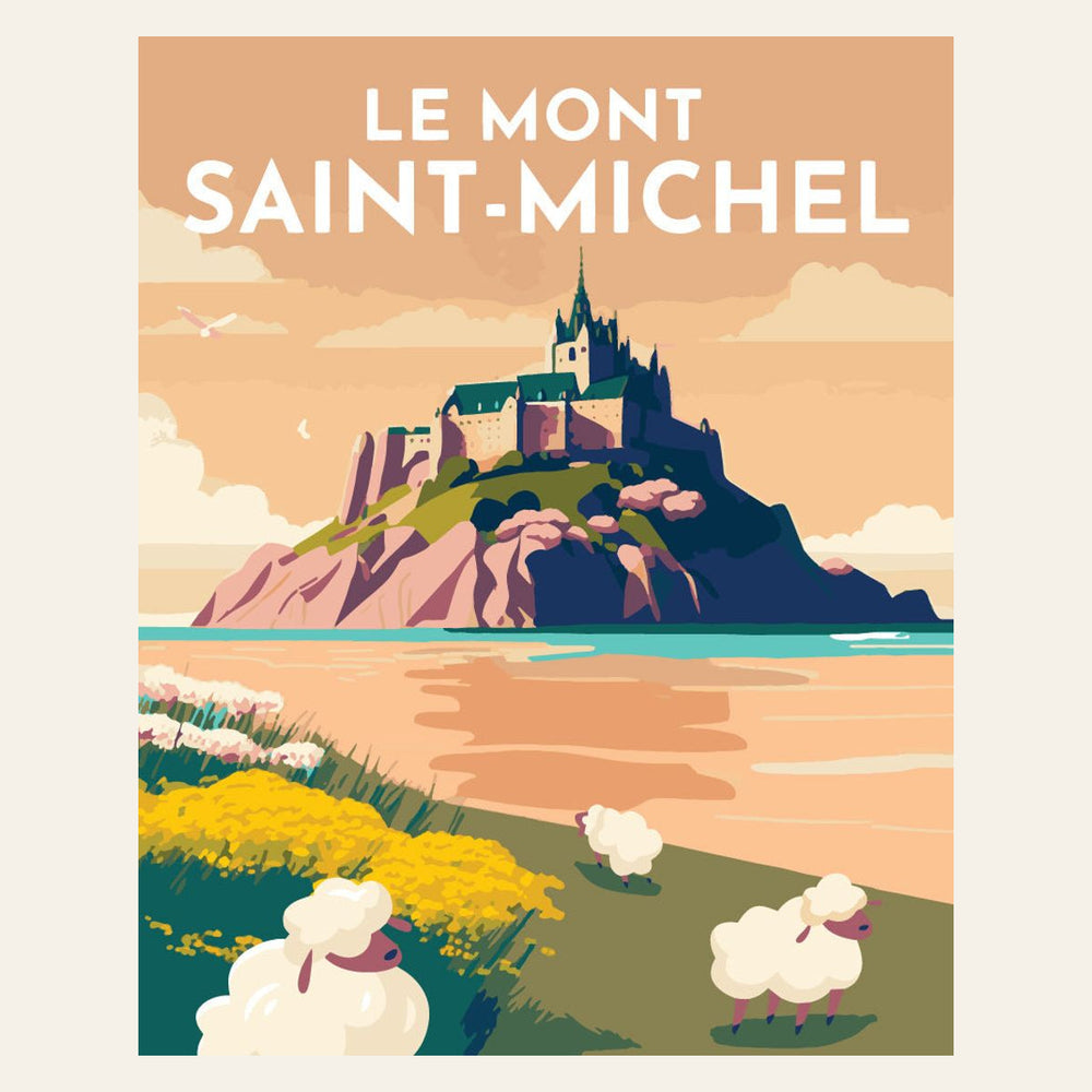 Travel Poster Mont Saint-Michel finished paint by numbers artwork
