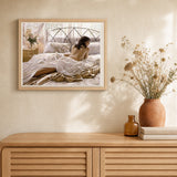 Laziness and Early Morning artwork displayed in a warm interior