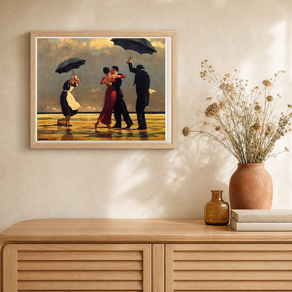 Dancers retro on the Beach artwork displayed in a warm interior