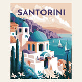 Travel Poster Santorini finished paint by numbers artwork