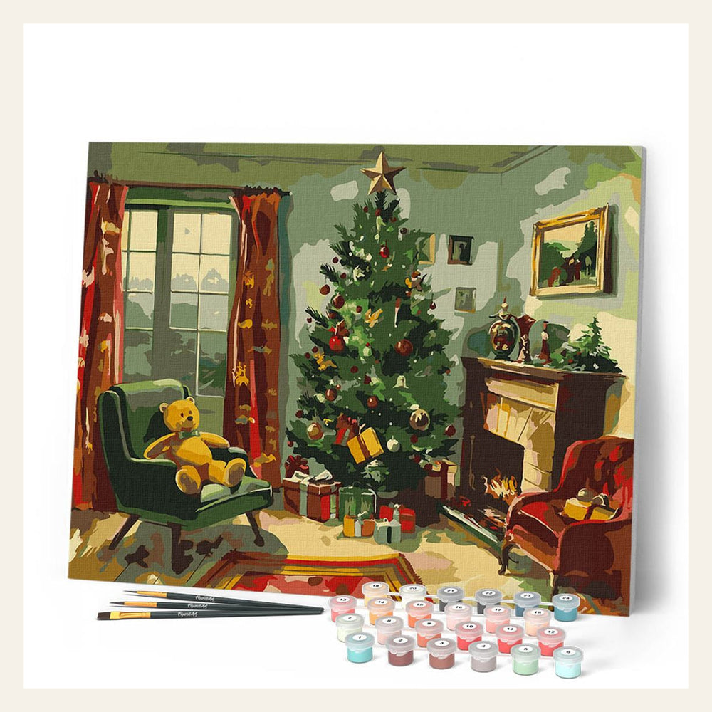 Classic Christmas Fireplace finished paint by numbers artwork