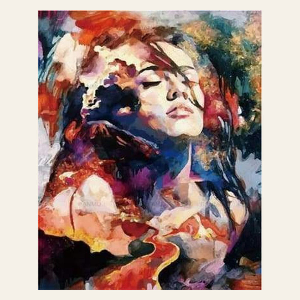 Watercolor Woman finished paint by numbers artwork