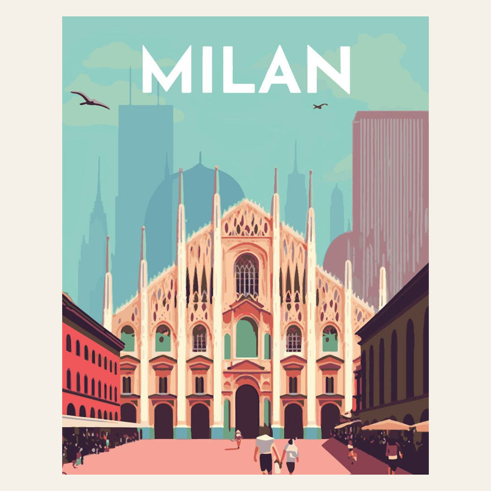 Travel Poster Milan finished paint by numbers artwork