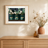 Relax, Rest, Bloom artwork displayed in a warm interior