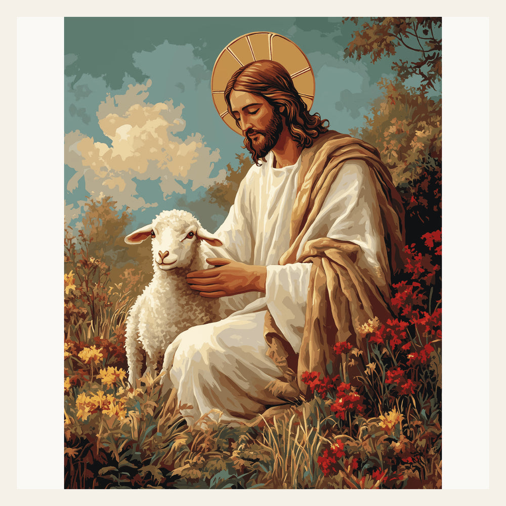 The Redeemer's Lamb finished paint by numbers artwork