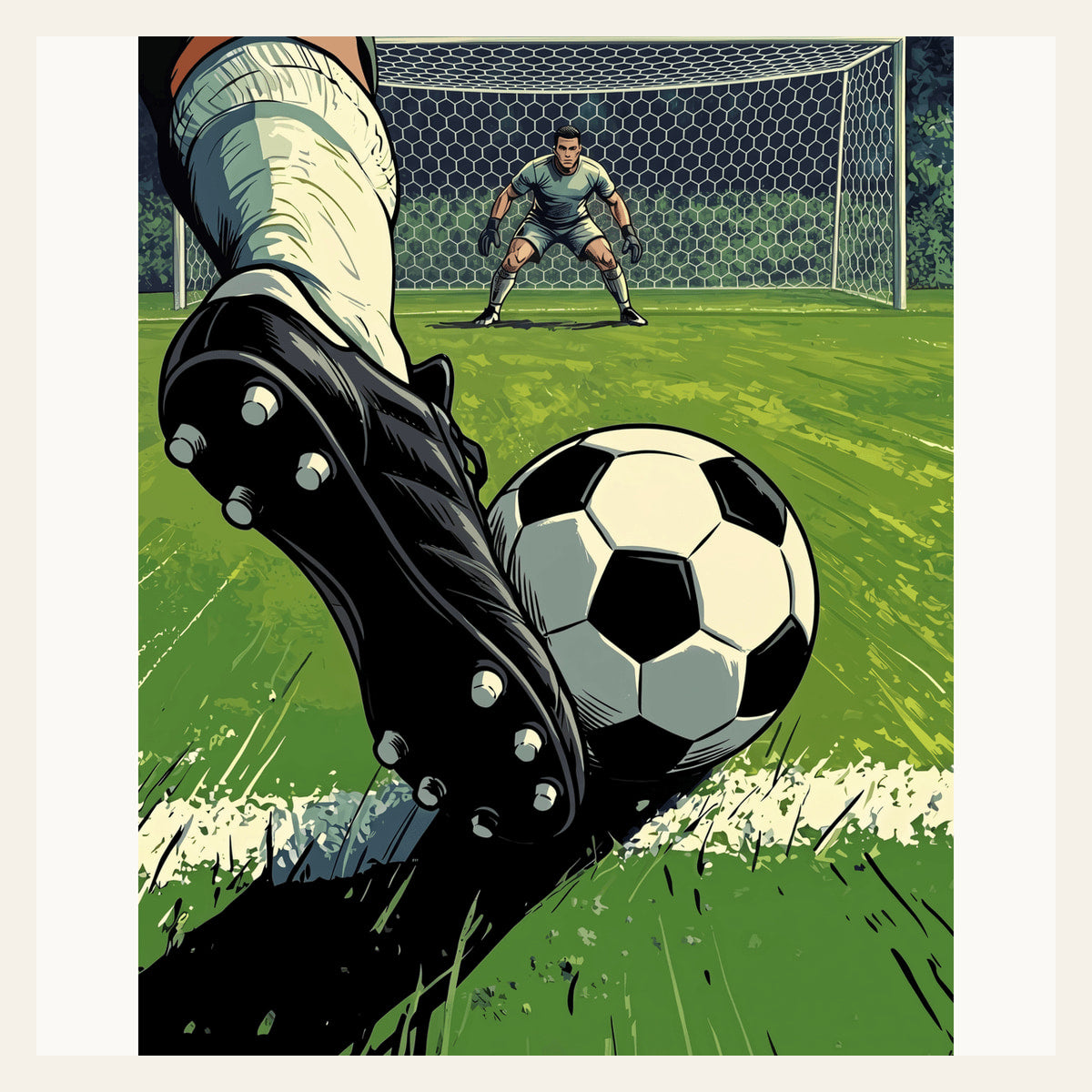 Free Kick finished paint by numbers artwork
