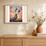 Cross Flowers artwork displayed in a warm interior