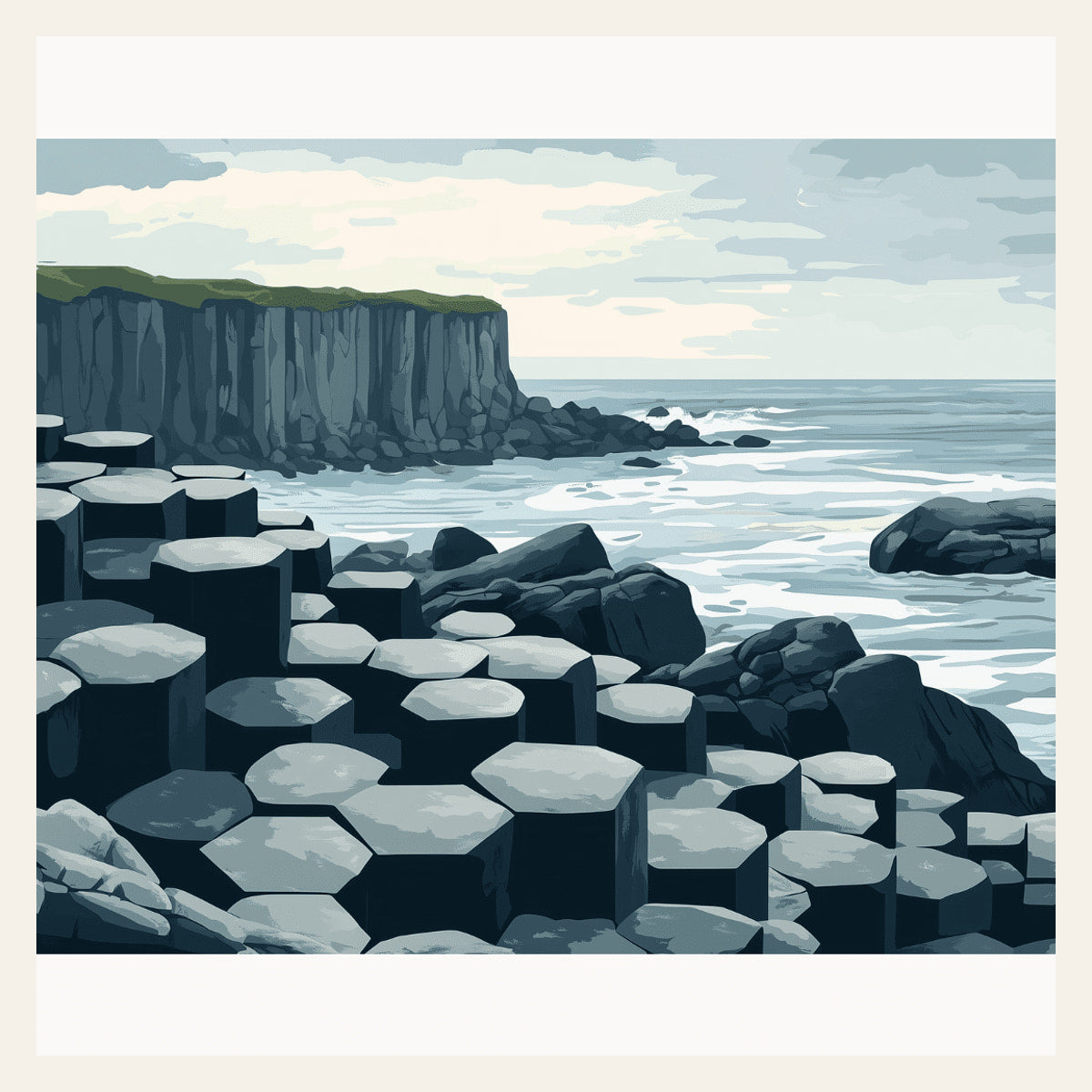 Giant's Causeway finished paint by numbers artwork