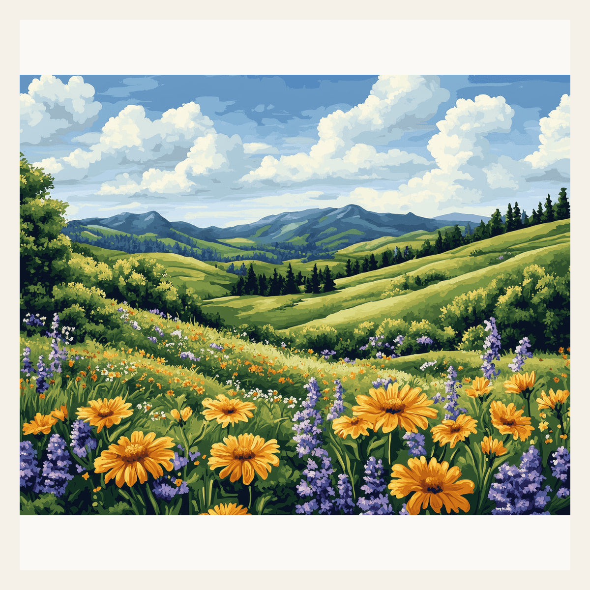 Fragrant Meadow finished paint by numbers artwork