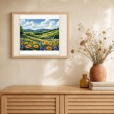 Fragrant Meadow artwork displayed in a warm interior