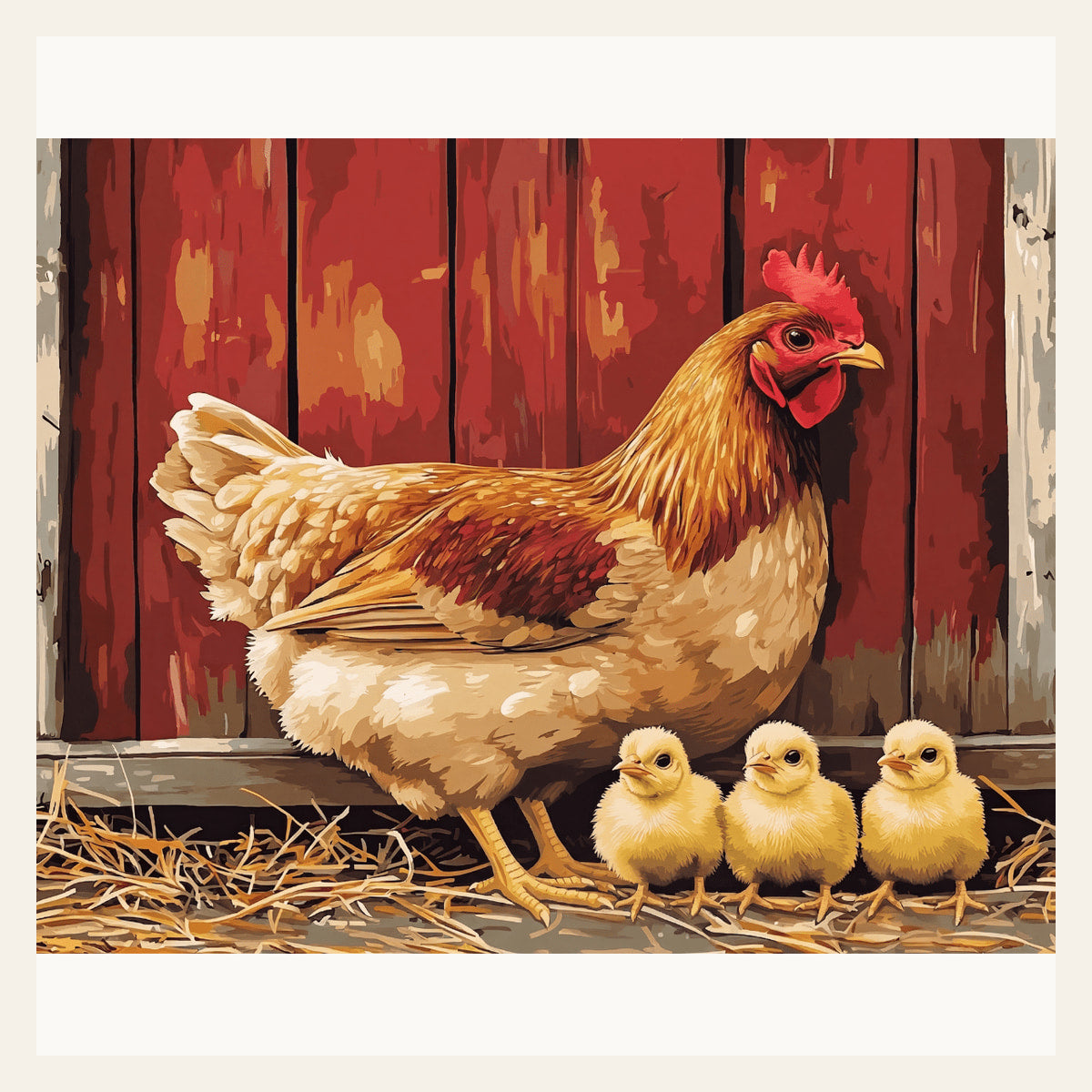 Farm Chicks finished paint by numbers artwork