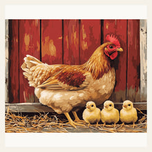 Farm Chicks finished paint by numbers artwork