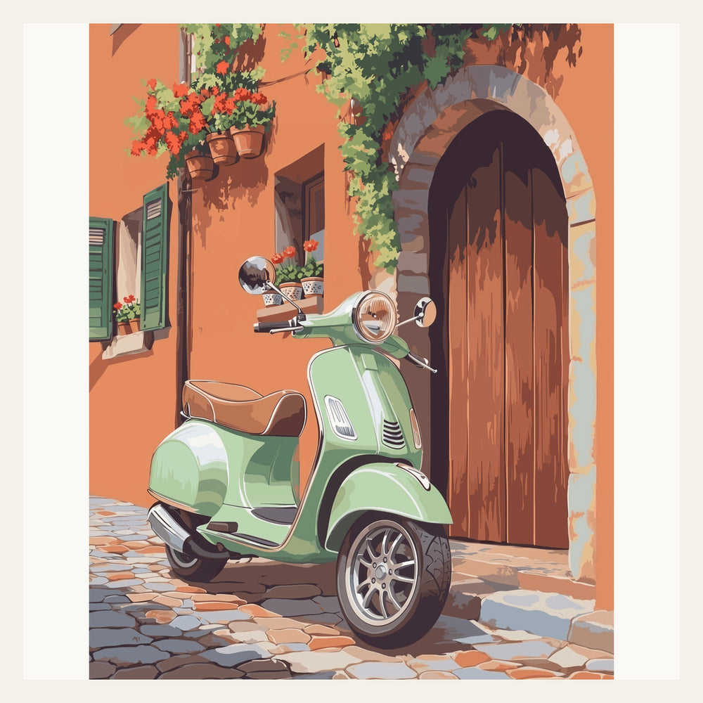 Italian Scooter Life finished paint by numbers artwork