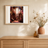 Enchanted Floral Library artwork displayed in a warm interior