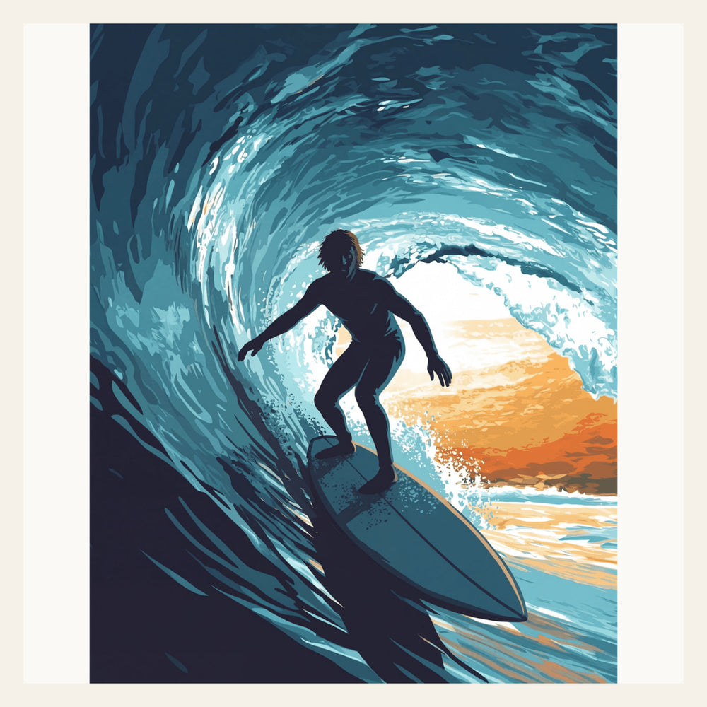 Tube Riding finished paint by numbers artwork