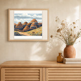 Bungle Bungle Range artwork displayed in a warm interior