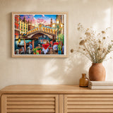 Rialto Bridge artwork displayed in a warm interior