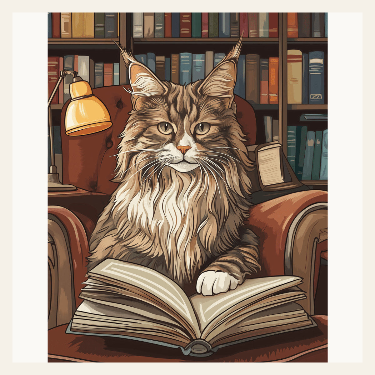 Library Whiskers finished paint by numbers artwork