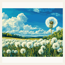 Dandelion Field finished paint by numbers artwork