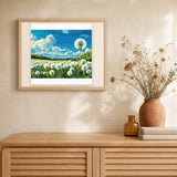 Dandelion Field artwork displayed in a warm interior