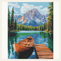 Mountainside Boat finished paint by numbers artwork