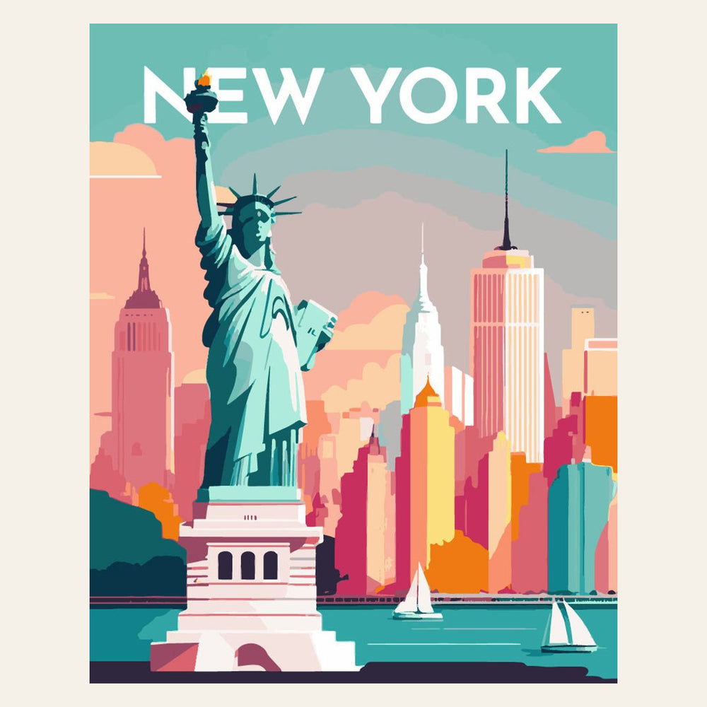 Travel Poster New York finished paint by numbers artwork