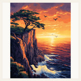 Cliff Sunset finished paint by numbers artwork