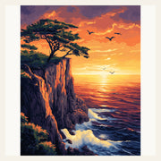 Cliff Sunset finished paint by numbers artwork