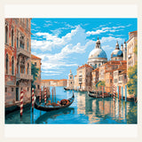 Venetian Canal finished paint by numbers artwork