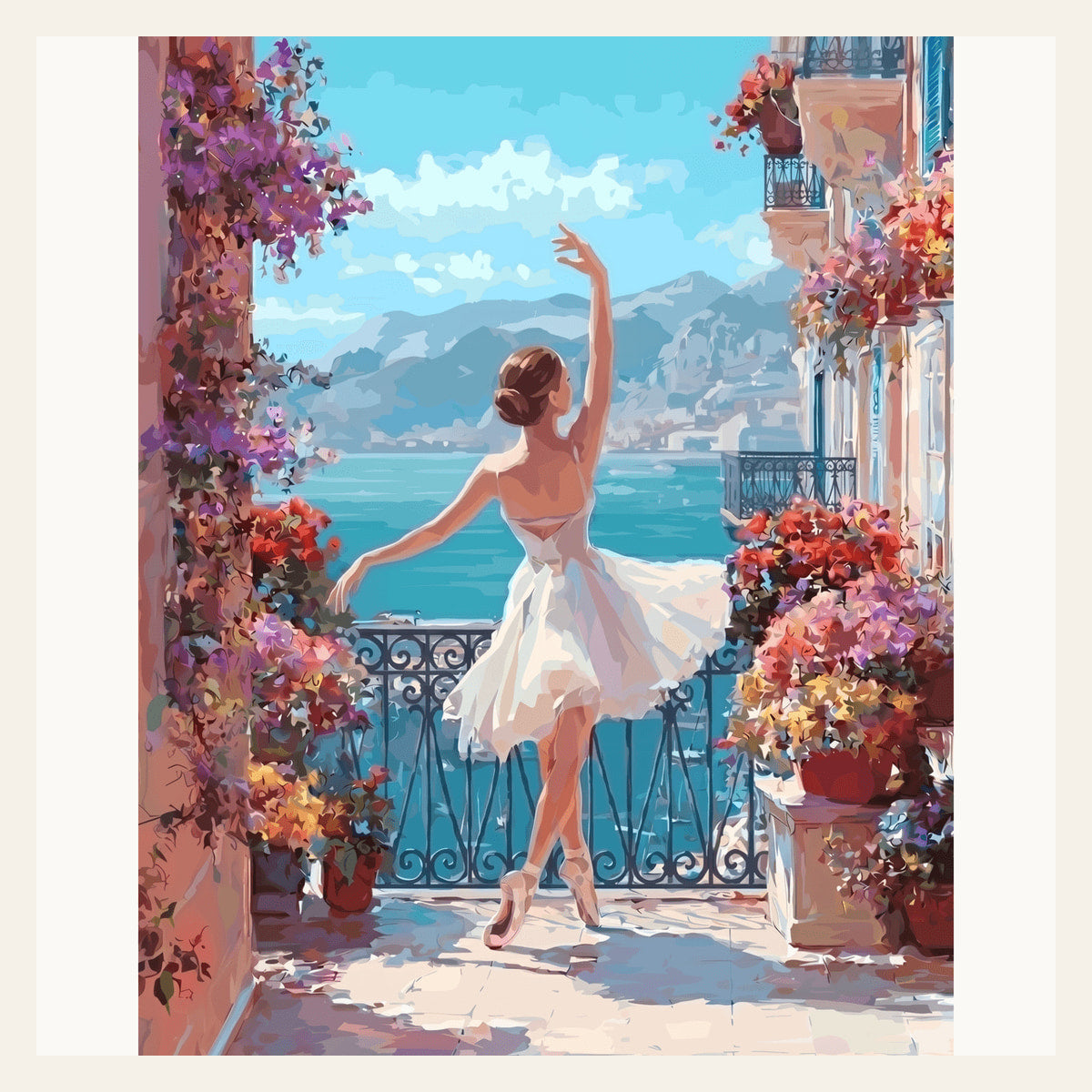 Ballet Balcony finished paint by numbers artwork
