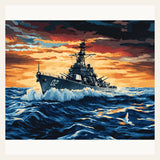 Navy Battleship finished paint by numbers artwork