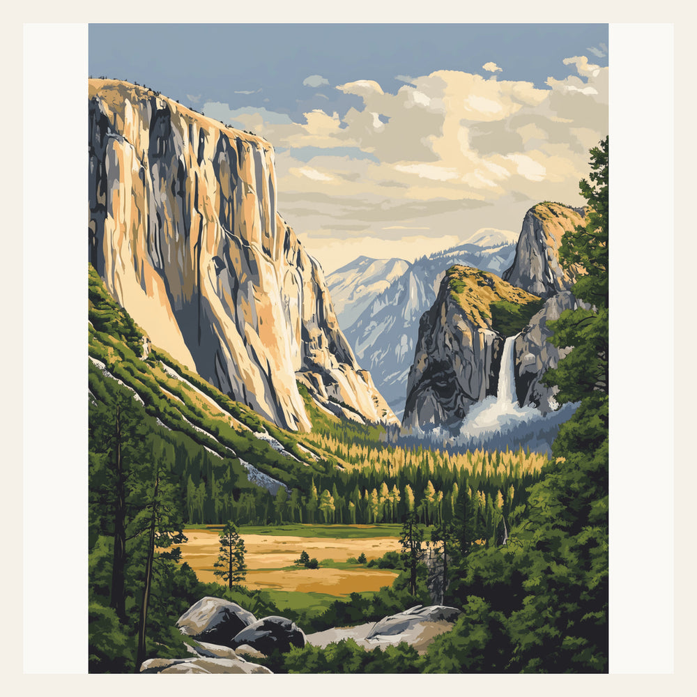 Yosemite Valley finished paint by numbers artwork