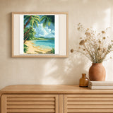 Tropical Coastline artwork displayed in a warm interior