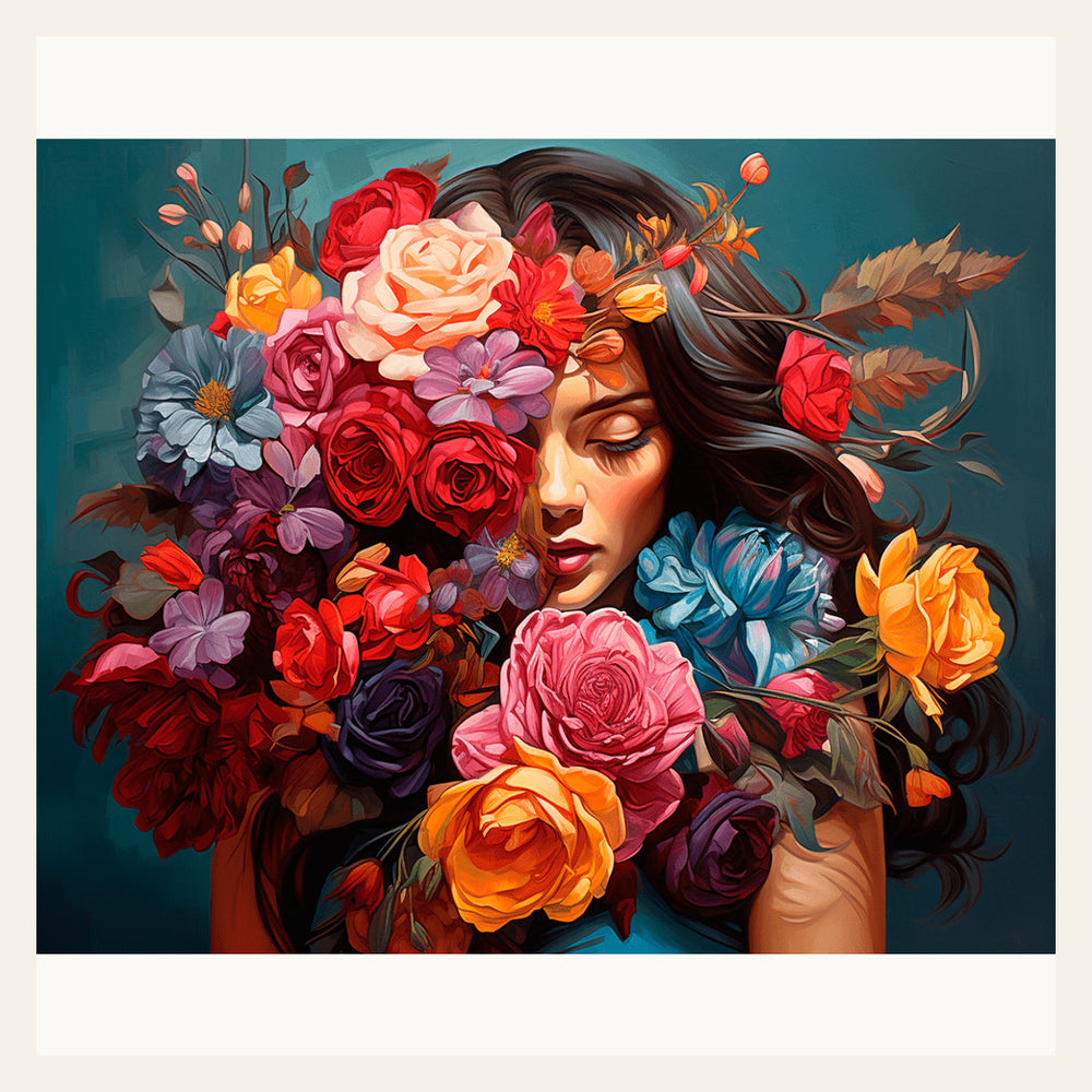 Floral Embrace finished paint by numbers artwork