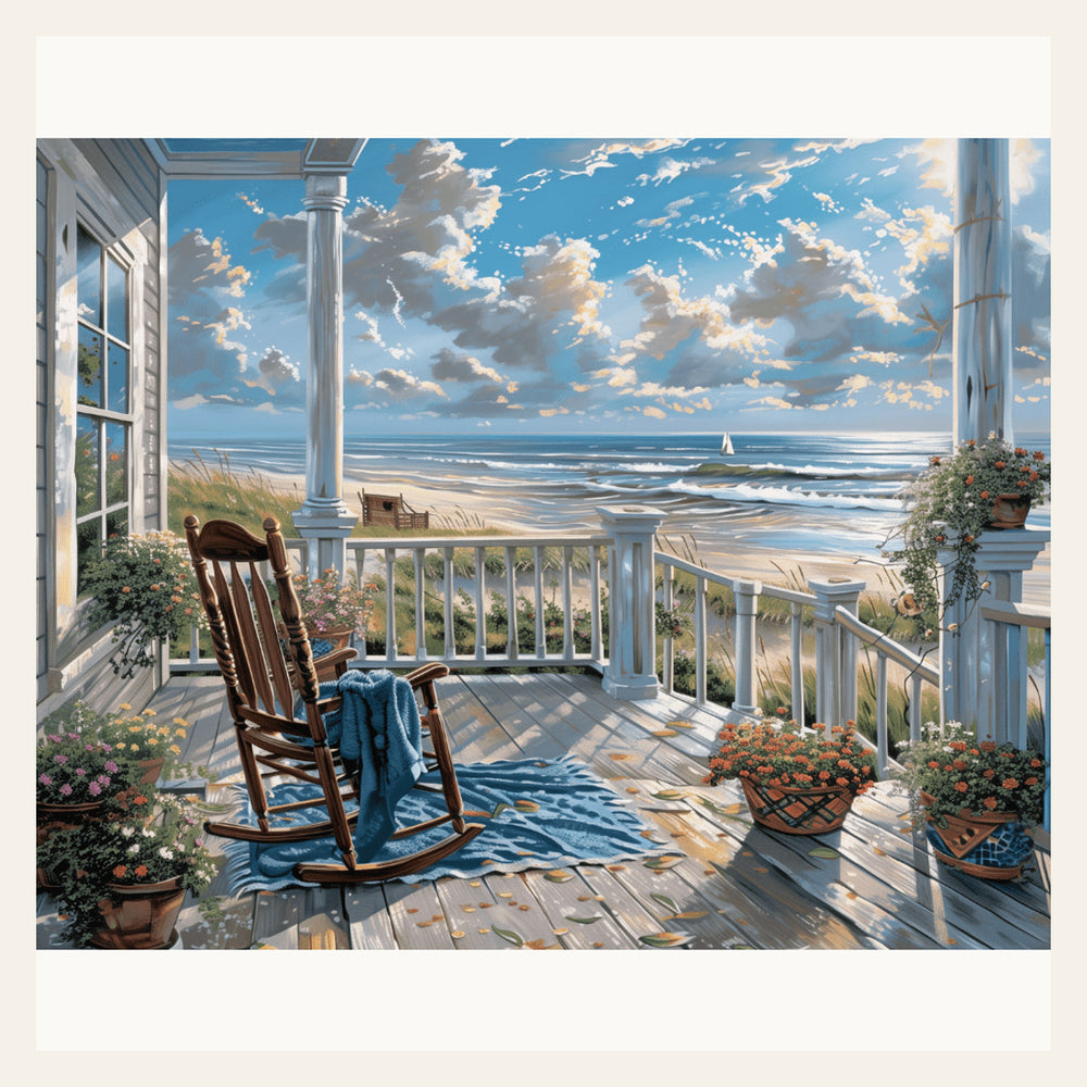 Seaside Overlook finished paint by numbers artwork