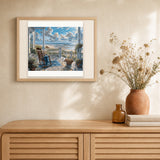 Seaside Overlook artwork displayed in a warm interior