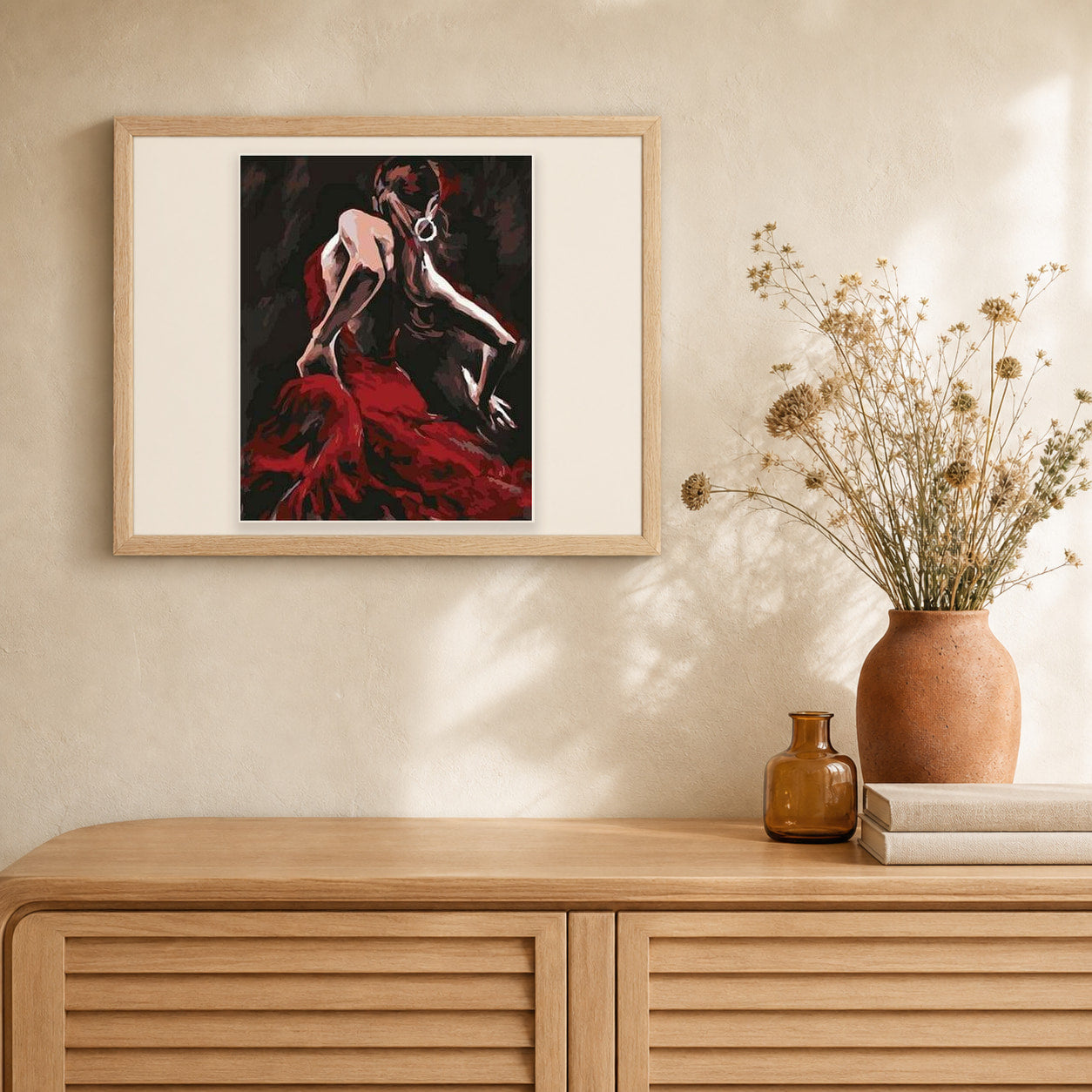 Flamenco Dancer artwork displayed in a warm interior