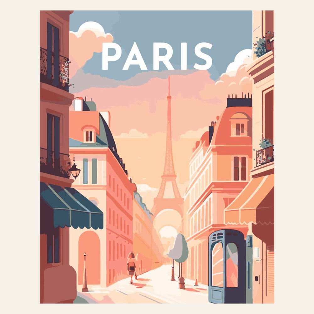 Travel Poster Paris finished paint by numbers artwork