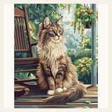 Porch Maine Coon finished paint by numbers artwork