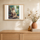 Porch Maine Coon artwork displayed in a warm interior
