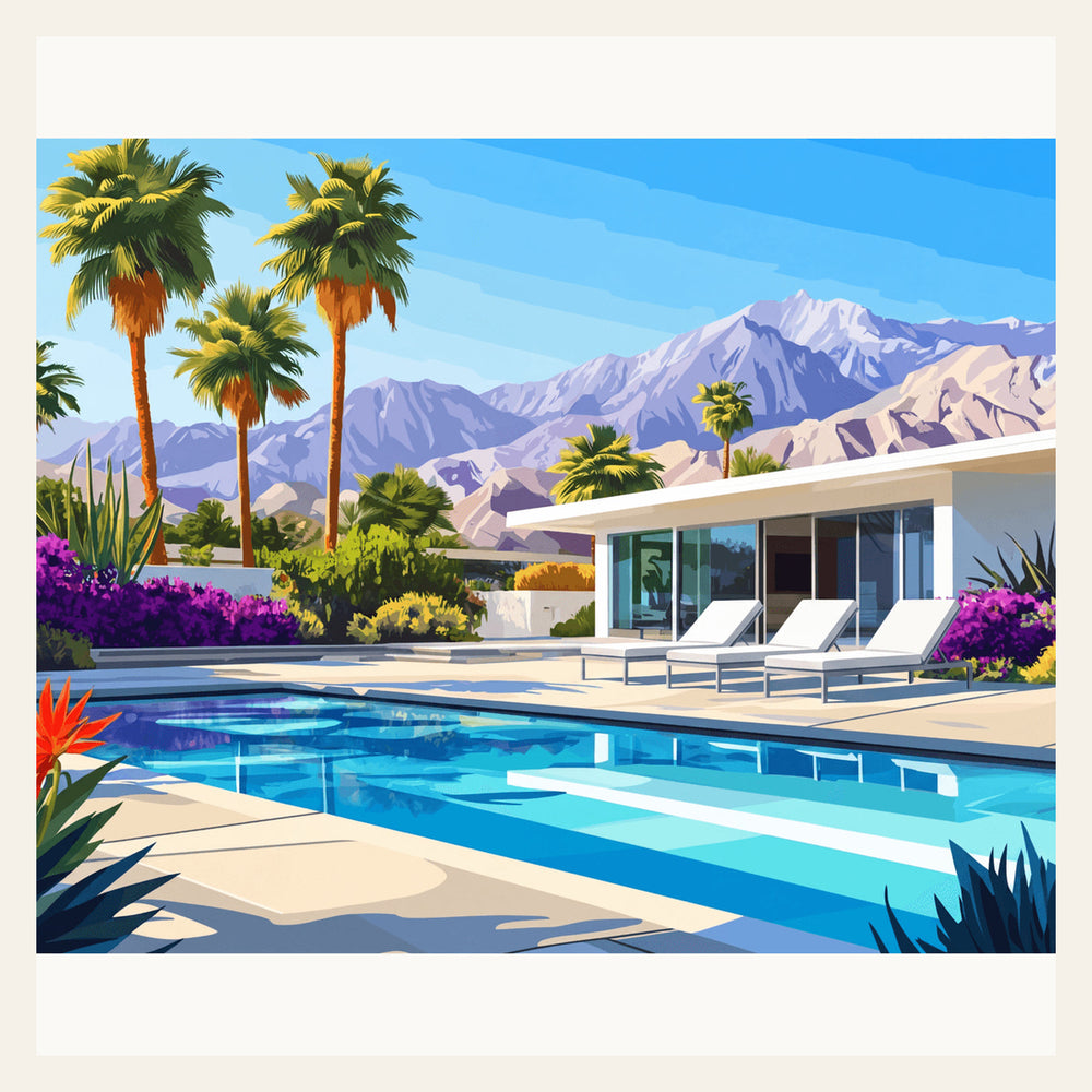 Pool Relaxation finished paint by numbers artwork