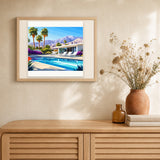Pool Relaxation artwork displayed in a warm interior