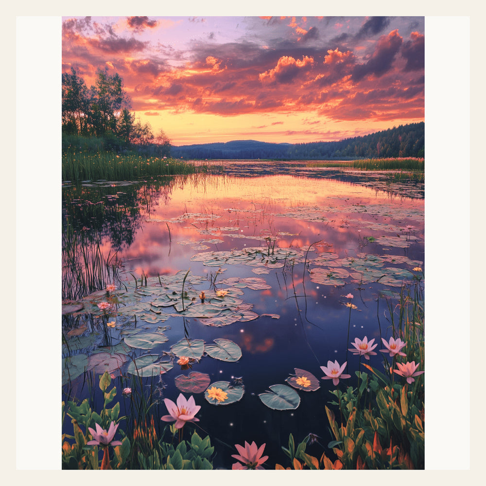 Lily Sunset finished paint by numbers artwork