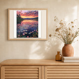 Lily Sunset artwork displayed in a warm interior