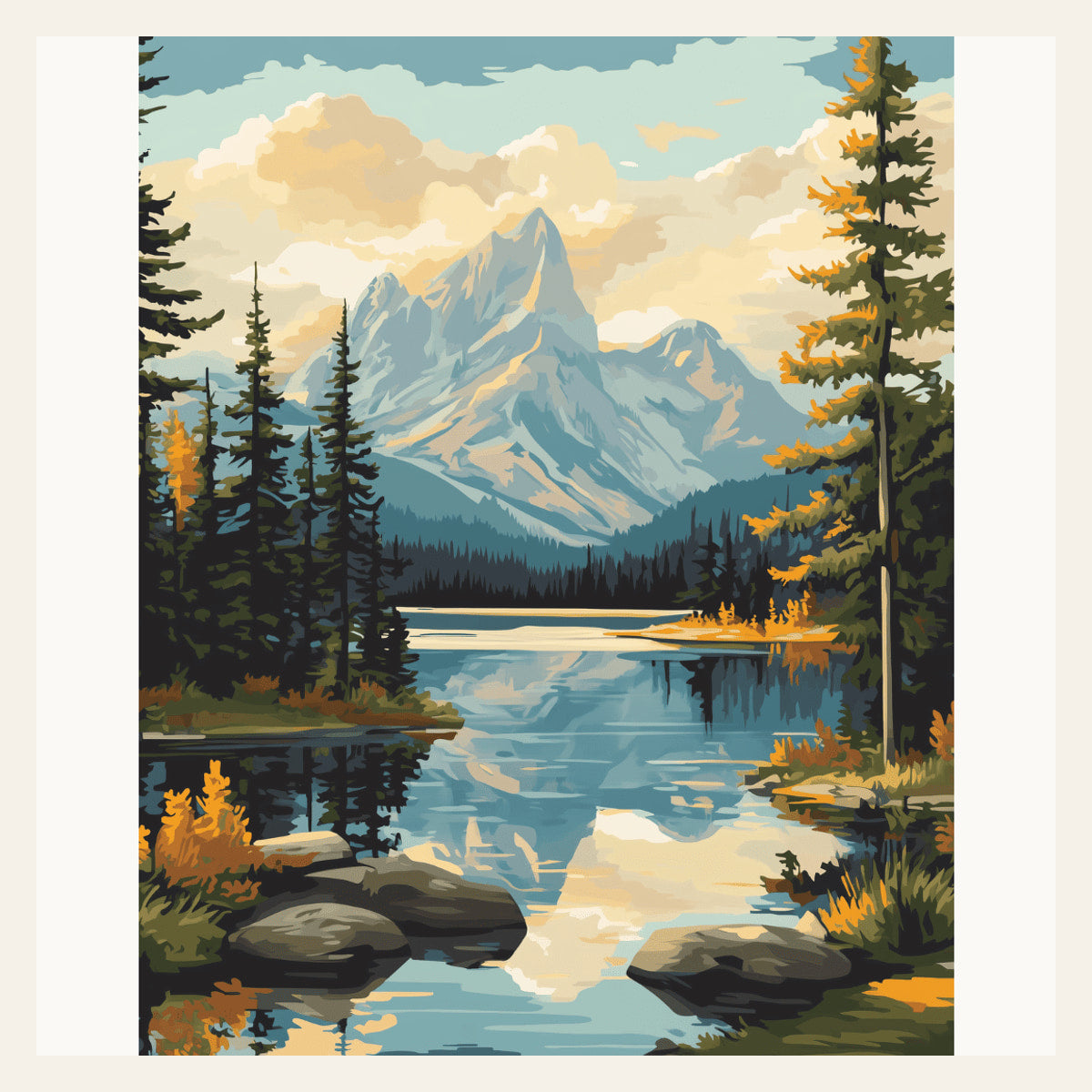 Lake Serenity finished paint by numbers artwork