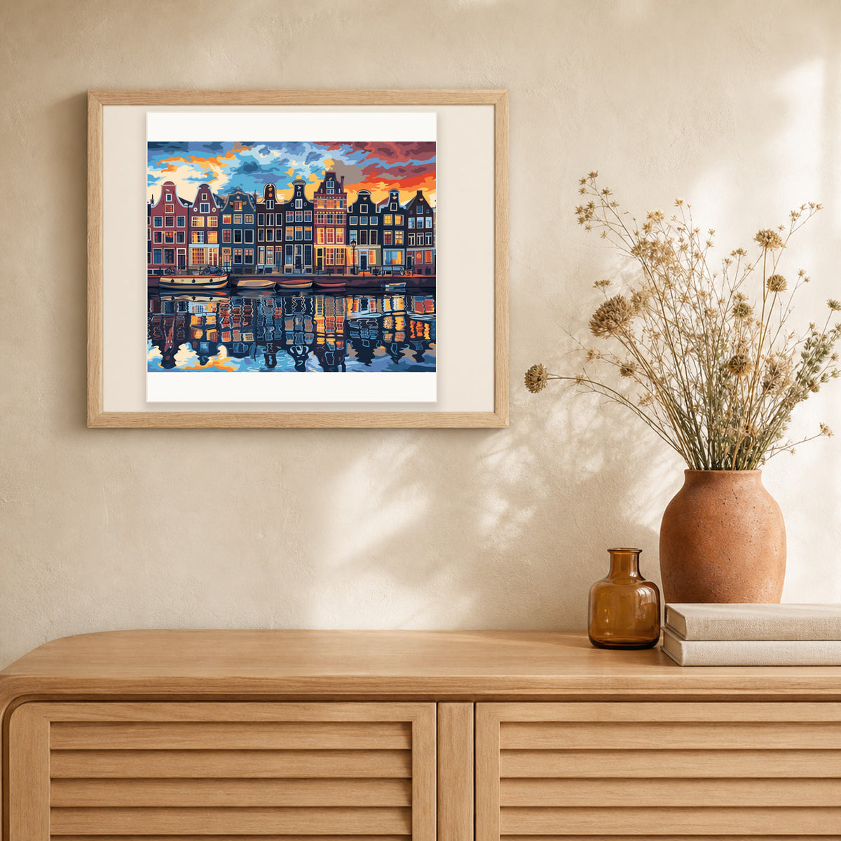 Amsterdam Simplicity artwork displayed in a warm interior