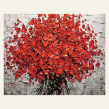 Abstract Red Flowers finished paint by numbers artwork